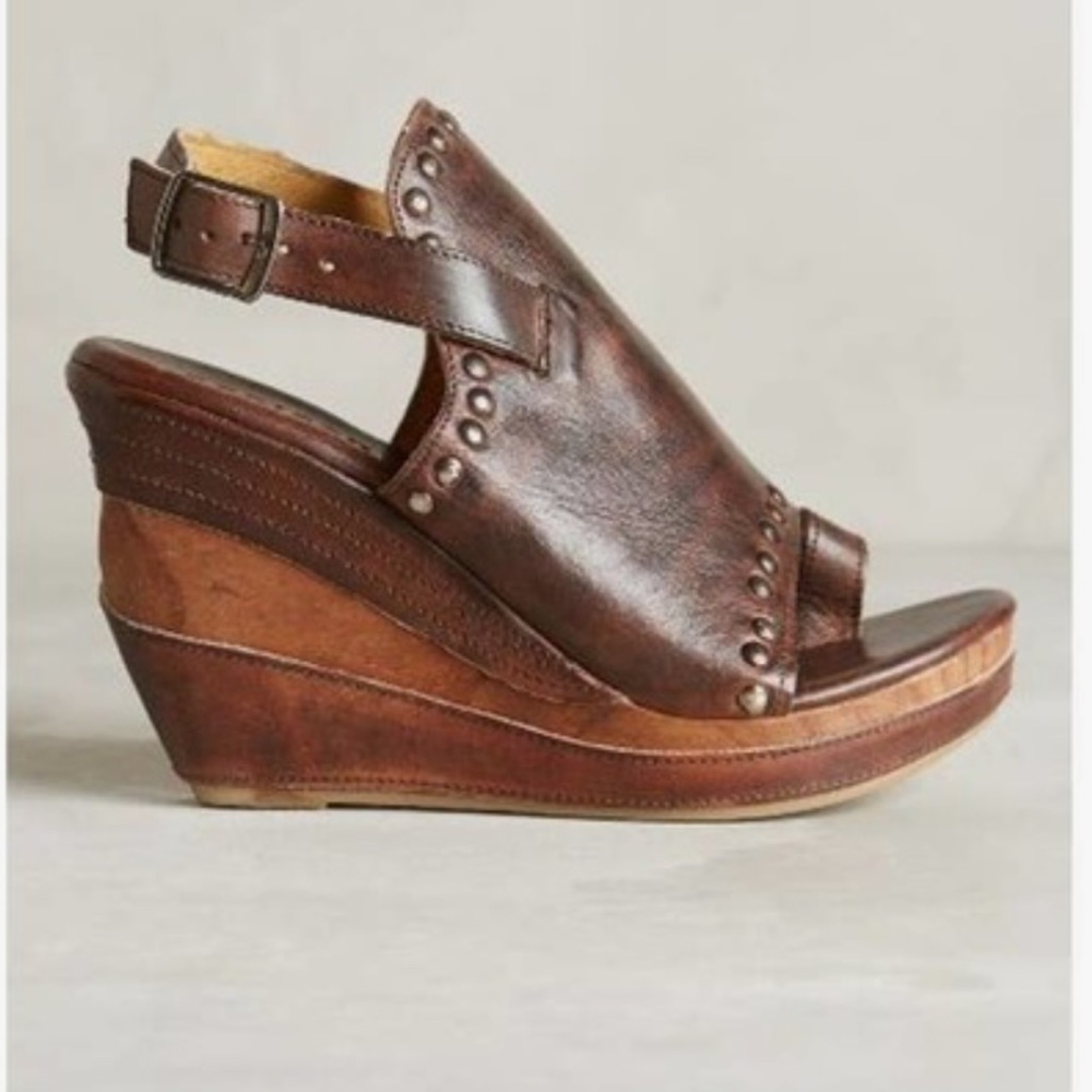 Bed Stu Women’s Brown Leather Wedge Sandals